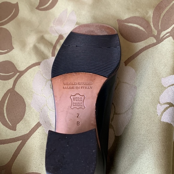 World Studio Italian Leather Chunky Heels - Picture 3 of 3